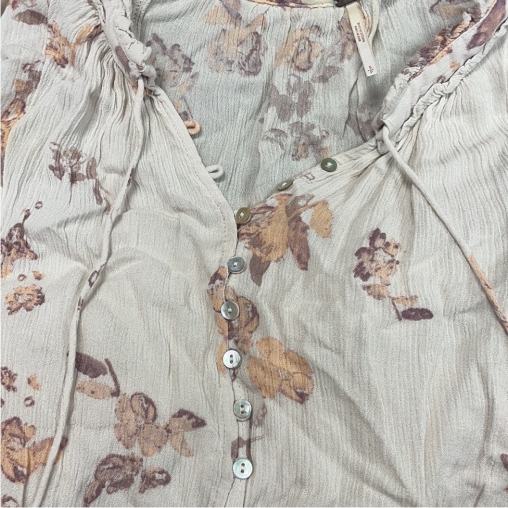 Boho Cream Floral Ruffle Mini Dress - Picture 6 of 7